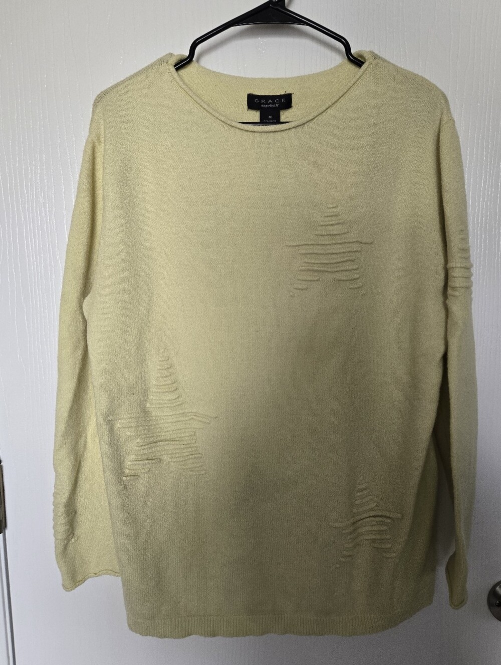 GRACE | Pale Yellow/Green Rollneck Sweater with Subtle Star Texture